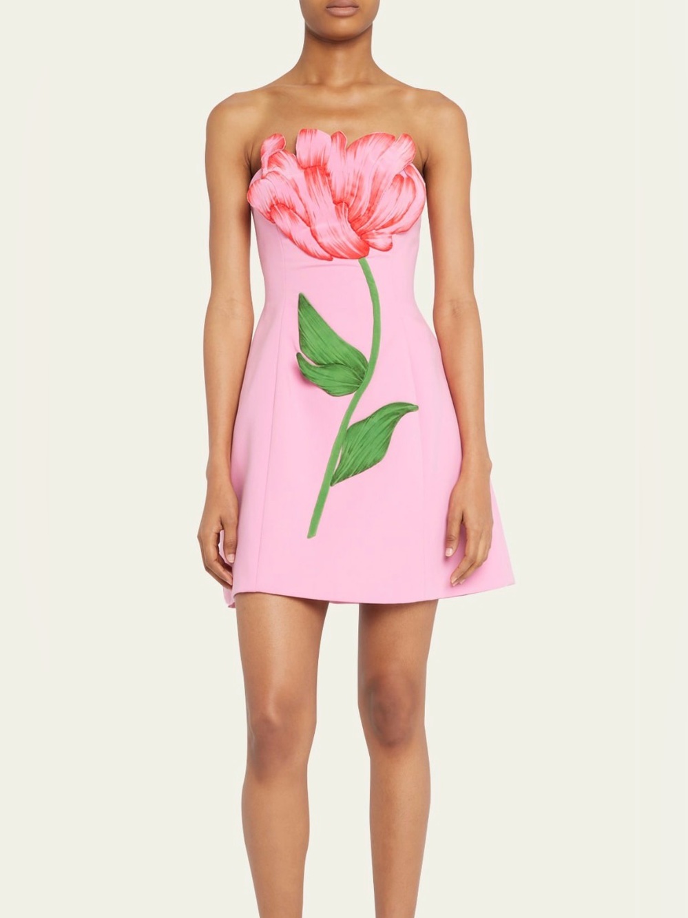 LELA ROSE
Floral Aplique Strapless Mini Dress